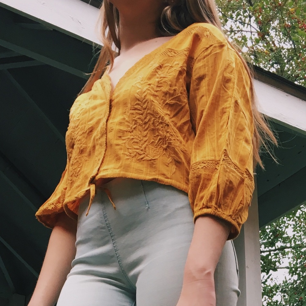 FREE PEOPLE gold top size S